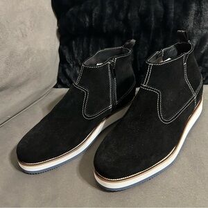 CALTO Men's Invisible 3" Height Increasing Elevator Ankle Top Zipper Boots Sz 9